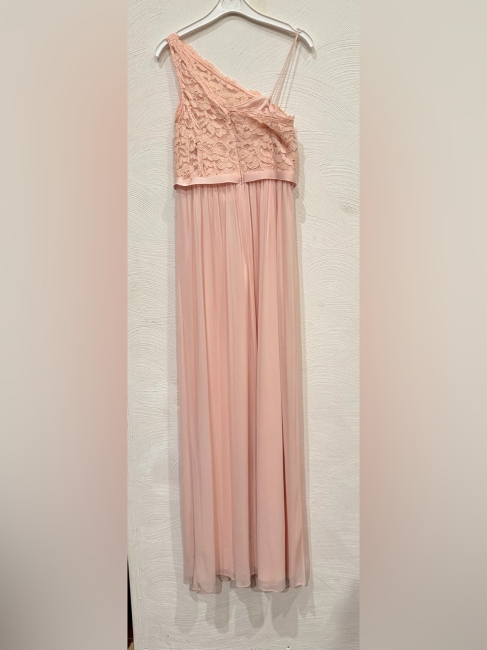 David's Bridal Blush Pink Lace Bodice Chiffon Maxi Dress Girls: Size 12